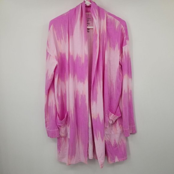 Natori Pink Tie Dye Open Front Women's Cardigan Jacket Size Small - Picture 2 of 10
